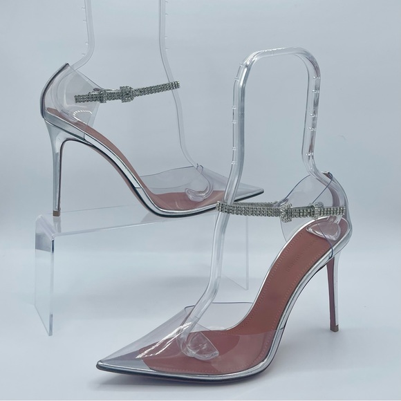 AMINA MUADDI Ursina Crystal-Embellished Glass Leather Pumps Size EU 39 US 9 NWOT - Picture 3 of 15